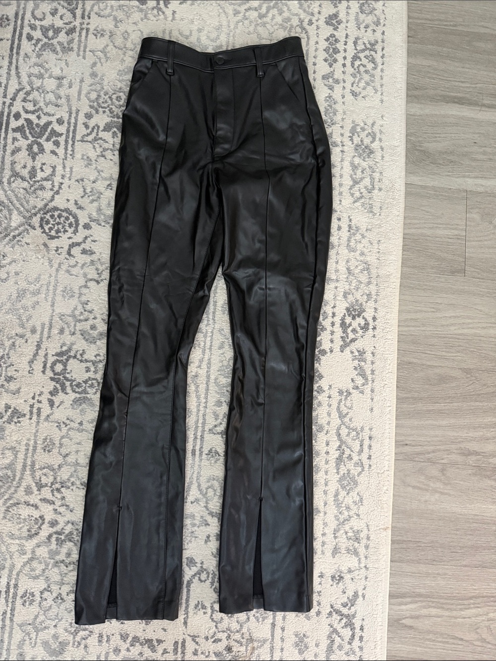 Abercrombie & Fitch Black Faux Leather Flare Jeans